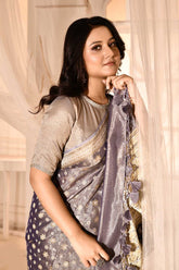 Blue- Grey Banarasi Tissue Handloom Saree